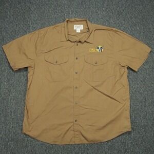 Filson Shirt Men Extra Large Rugged Tan Feather Cloth Button Short Sleeve Safari